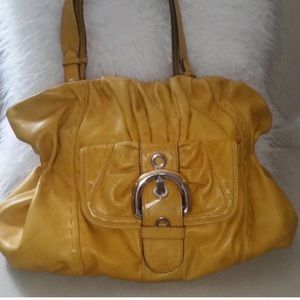 B. Makowsky Mustard Yellow Large Soft Leather Bag